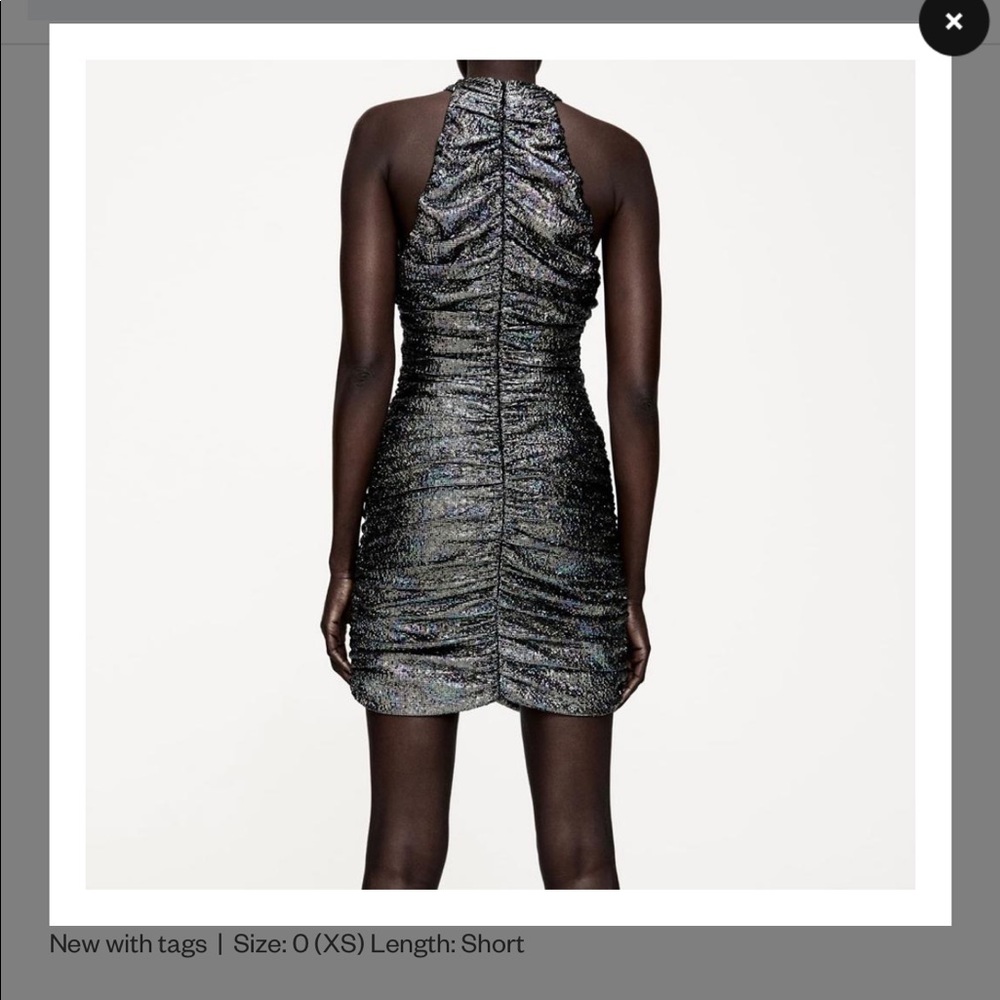 ZARA Metallic Draped Mini Dress/NWT - Picture 12 of 15